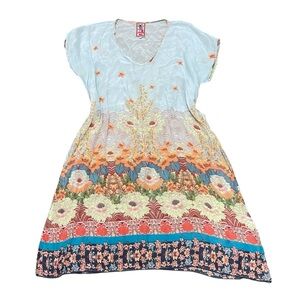 Johnny Was Floral Boho Semi Sheer Dress